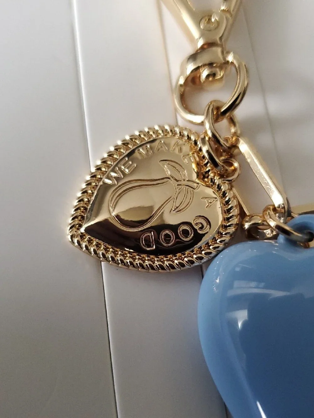 Lane Bryant Blue, Lavender & Brown Layered Heart Keychain Charm